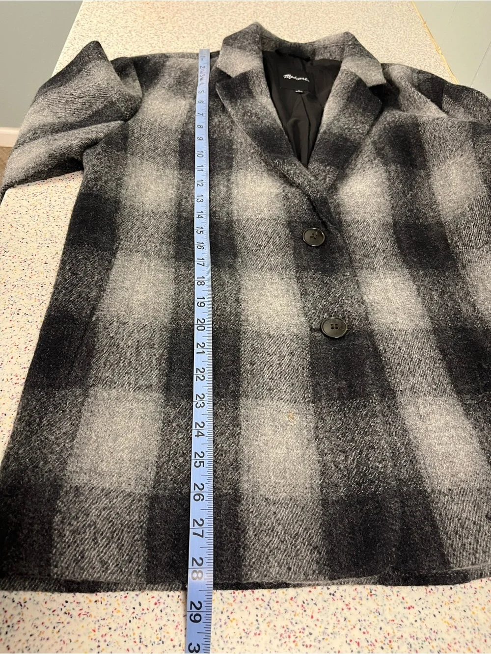 Madewell Oversized Dorset Blazer Buffalo Check Boiled Wool Gray Women’s Size M